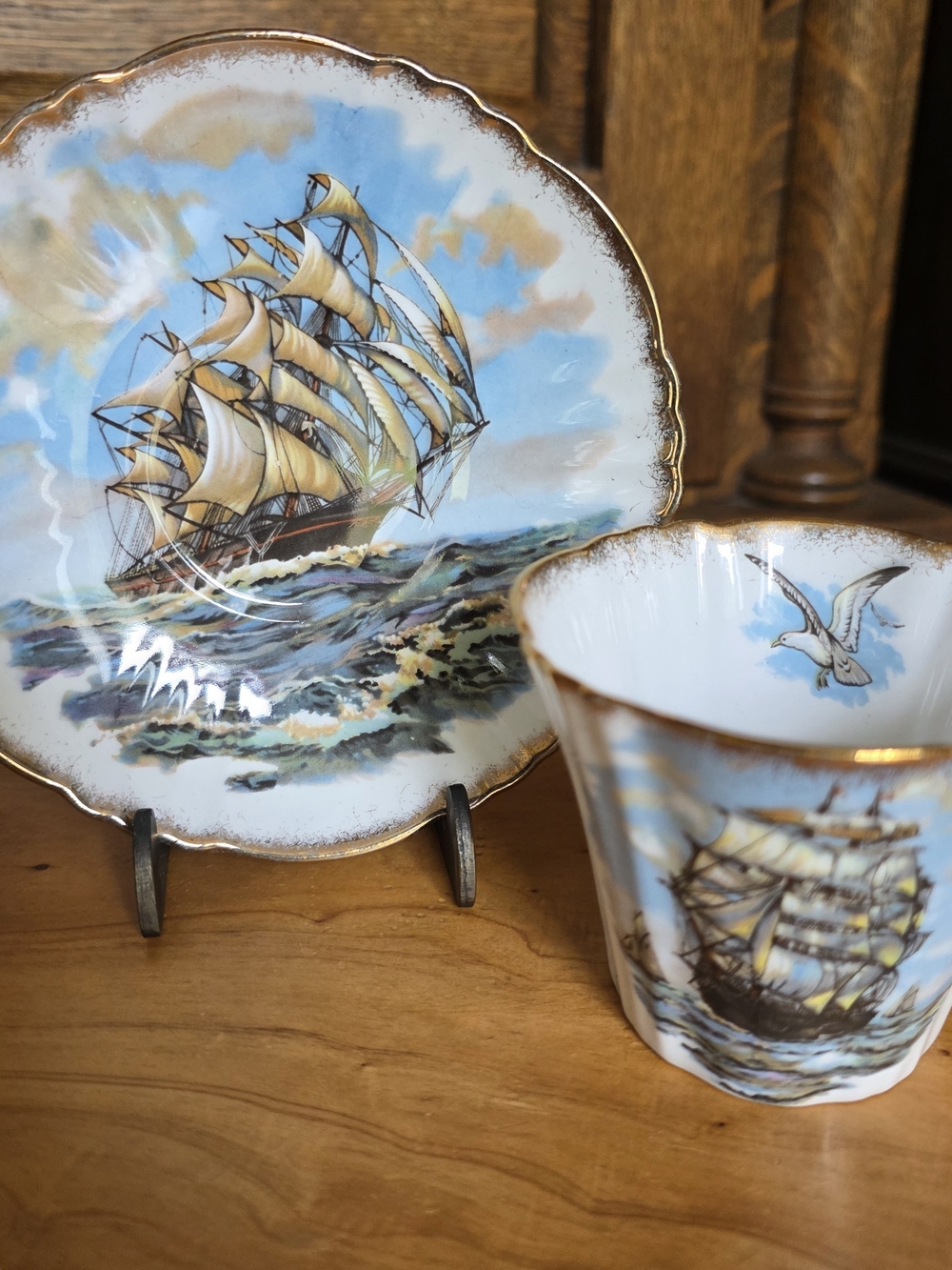 Vintage Royal Standard Nautical Sailing Ship Teacup and Saucer Set